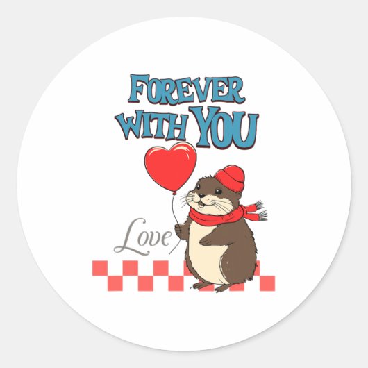 Sticker Rond Muskrat Love Forever With You  (Devant)