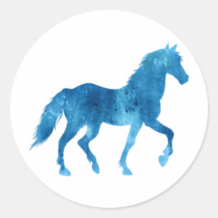 Sticker Rond Mustang silhouette - Choisir la couleur arrière - 