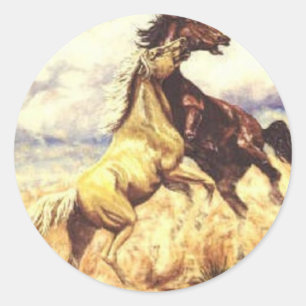Sticker Rond Mustangs sauvages