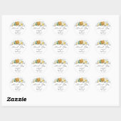 Sticker Rond Mustard Jaune Floral Moderne Merci Mariage (Feuille)