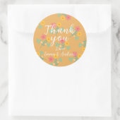 Sticker Rond Mustard Retro Daisy Bouquet Motif Merci (Sac)