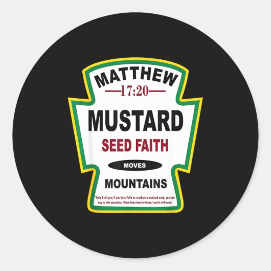 Sticker Rond Mustard Seed Faith Matthew 17_20 Christian Condime (Devant)