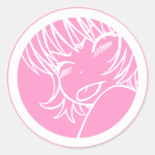 Sticker Rond muuhh - mignon anime - kawaii >_< rose (Devant)