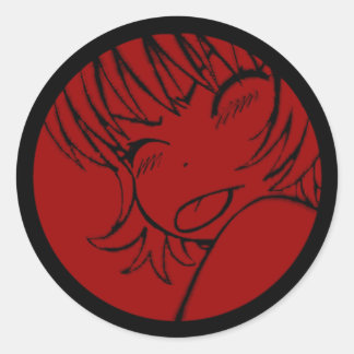 Sticker Rond muuhh - mignon anime - kawaii >_< rouge