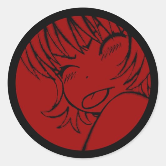 Sticker Rond muuhh - mignon anime - kawaii >_< rouge (Devant)