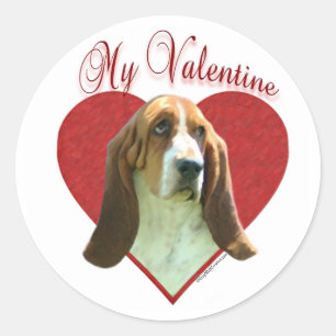 Sticker Rond My Basset Hound Valentine