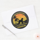 Sticker Rond My Beach Partner Cavalier roi charles spaniel (Enveloppe)