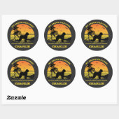 Sticker Rond My Beach Partner Cavalier roi charles spaniel (Feuille)