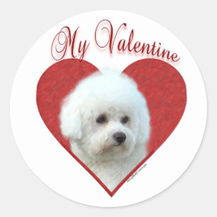 Sticker Rond My Bichon Frise Valentine