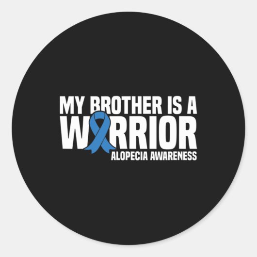 Sticker Rond My Brother is a Warrior Blue Ribbon Alopecia (Devant)
