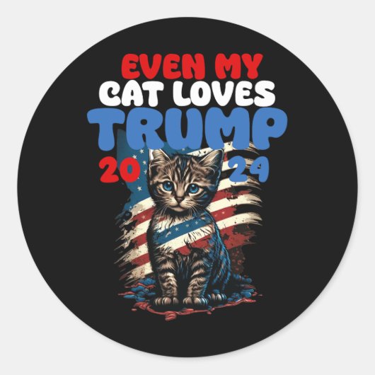 Sticker Rond My Cat Loves Trump 2024 Shirt (Devant)
