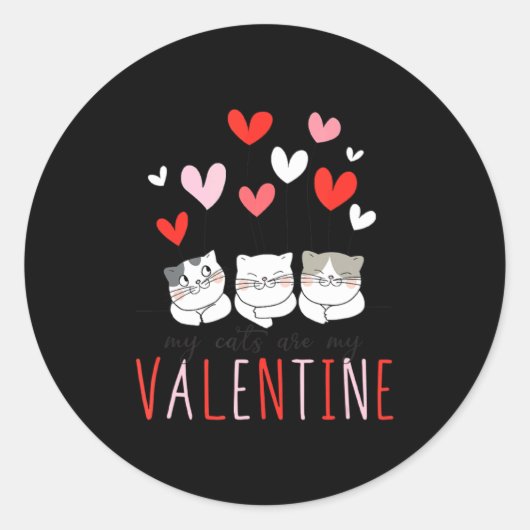Sticker Rond My Cats Are My Valentine Cat Valentines Day 3  (Devant)