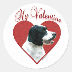 Sticker Rond My English Springer Spaniel Valentine
