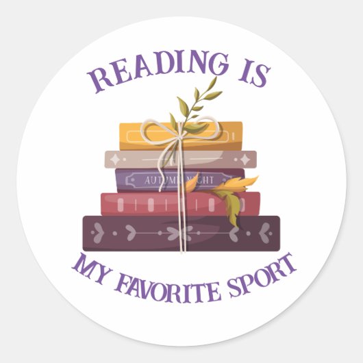 Sticker Rond My favorite sport is reading (Devant)