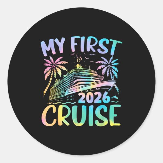 Sticker Rond My First Cruise 2026 Vacation Tie Dye Family Cruis (Devant)