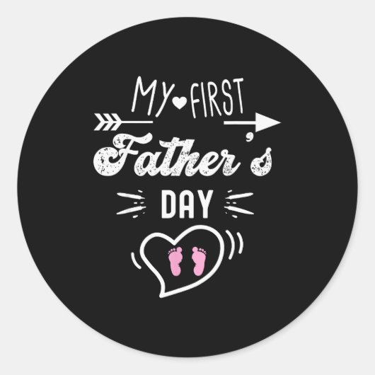 Sticker Rond My First Father's Day First Time Daddy New Dad Mat (Devant)
