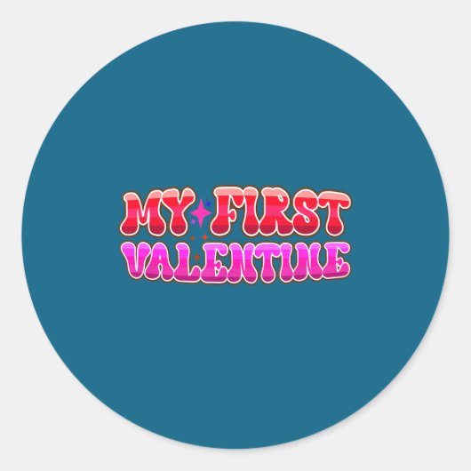 Sticker Rond My First Valentine Heart Stars Fun Celebration  (Devant)