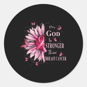 Sticker Rond My God Is Stronger Than Breast Cancer Awareness Ch