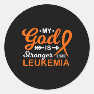 Sticker Rond My God is Stronger Than Leukemia Awareness Warrior