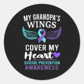 Sticker Rond My Grandpa's Wings Cover Heart Suicide Awareness R (Devant)