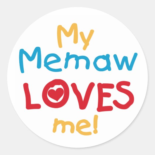 Sticker Rond My Memaw Loves Me T-shirts et cadeaux (Devant)