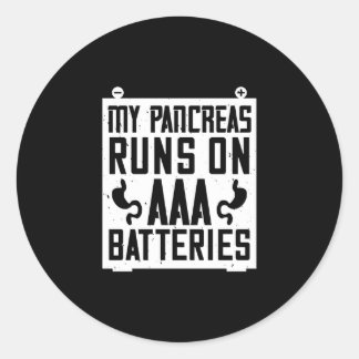 Sticker Rond My pancreas runs On Aaa Batteries