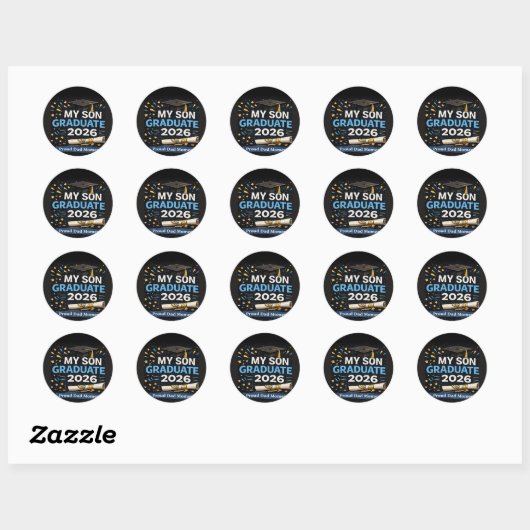 Sticker Rond My Son Graduated 2026 (Feuille)