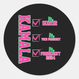 Sticker Rond My Soror Kamala Walz Président Kamala-harris 2024