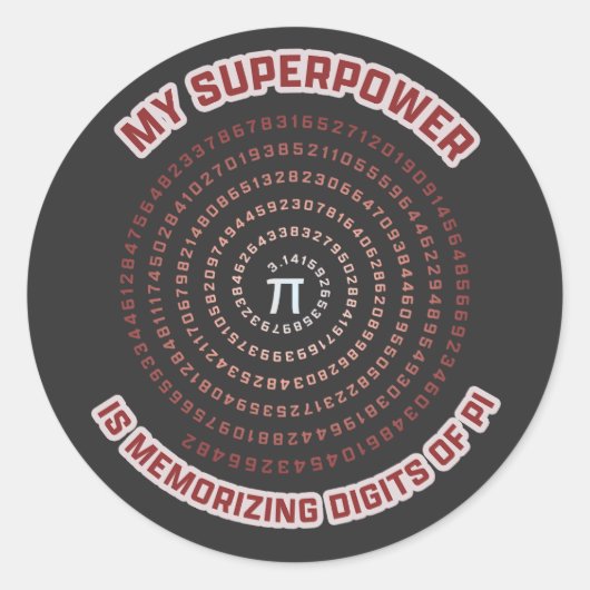 Sticker Rond My Superpower is Memorizing Pi Digits (Devant)