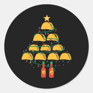 Sticker Rond My Tacos Arbre de Noël Pyjama Chemise Noël Noël Dr
