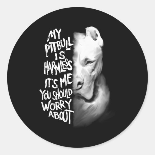 Sticker Rond My Tbull Is Harmless Quote Dog Items Owner Small  (Devant)