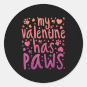 Sticker Rond My Valentine Has Paws  (Devant)