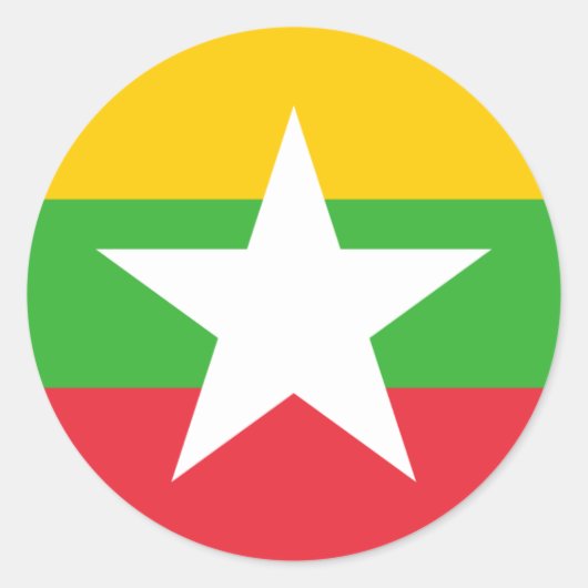 Sticker Rond Myanmar / Drapeau birman, Drapeau du Myanmar / Bir (Devant)
