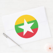 Sticker Rond Myanmar / Drapeau birman, Drapeau du Myanmar / Bir (Enveloppe)