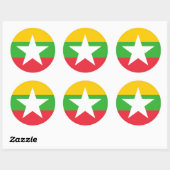 Sticker Rond Myanmar / Drapeau birman, Drapeau du Myanmar / Bir (Feuille)