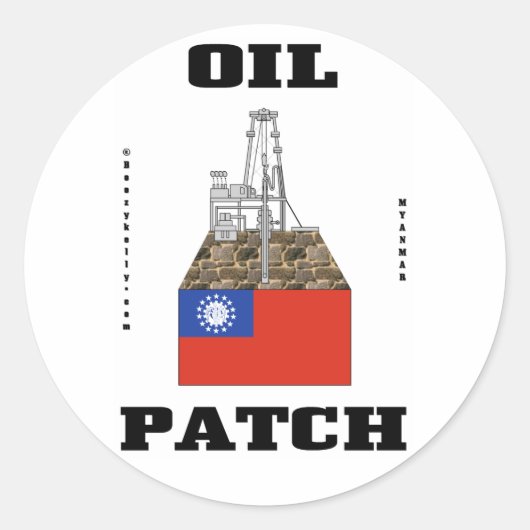 Sticker Rond Myanmar Oil Patch, Decal, Gift Huile, Pétrole, Gaz (Devant)