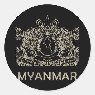 Sticker Rond Myanmar vintage