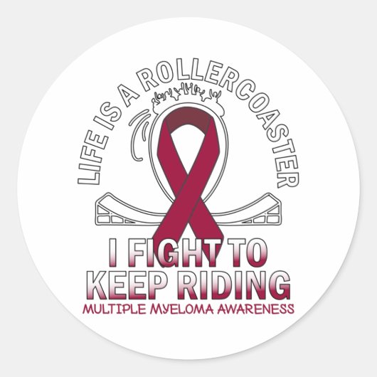 Sticker Rond Myélome multiple conscience cancer ruban bordeaux (Devant)