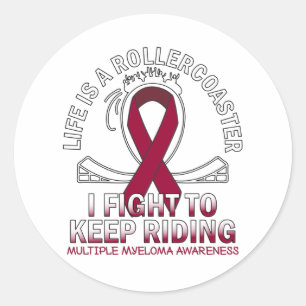 Sticker Rond Myélome multiple conscience cancer ruban bordeaux