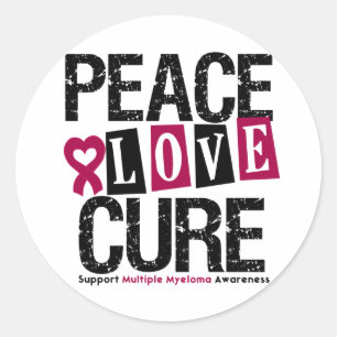 Sticker Rond Myélome multiple Peace Love Cure