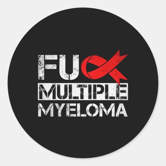 Sticker Rond Myélome multiple Sensibilisation Cancer Ruban roug (Devant)