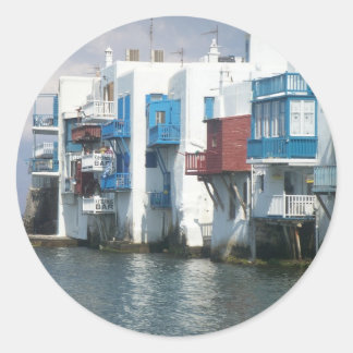 Sticker Rond Mykonos, Grèce