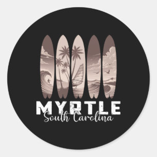 Sticker Rond Myrtle Beach Caroline du Sud Planche de surf Homme