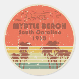 Sticker Rond Myrtle Beach Caroline du Sud vintage