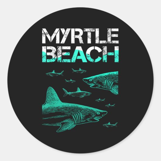 Sticker Rond Myrtle Beach Shark (Devant)