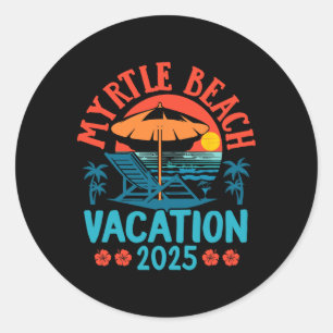 Sticker Rond Myrtle Beach Vacation 2025 Souvenir Correspondant 