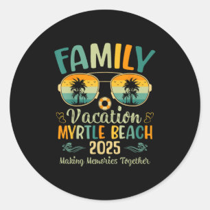 Sticker Rond Myrtle Beach Vacation Familiale 2025 Correspondant