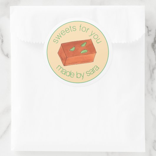 Sticker Rond Mysore Pak fait maison Mithai Friandises Indiennes (Sac)