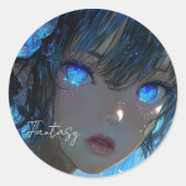 Sticker Rond Mysterious Fantasy Girl - Ocean Art Aesthetic (Devant)