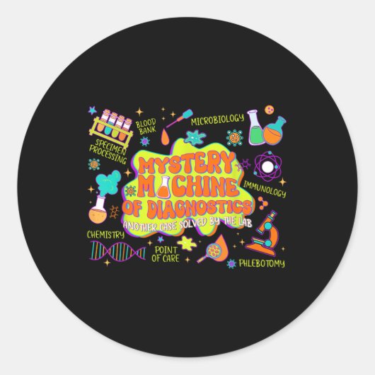 Sticker Rond Mystery Machine Of Lab Week 2025 Diagnostics Med L (Devant)